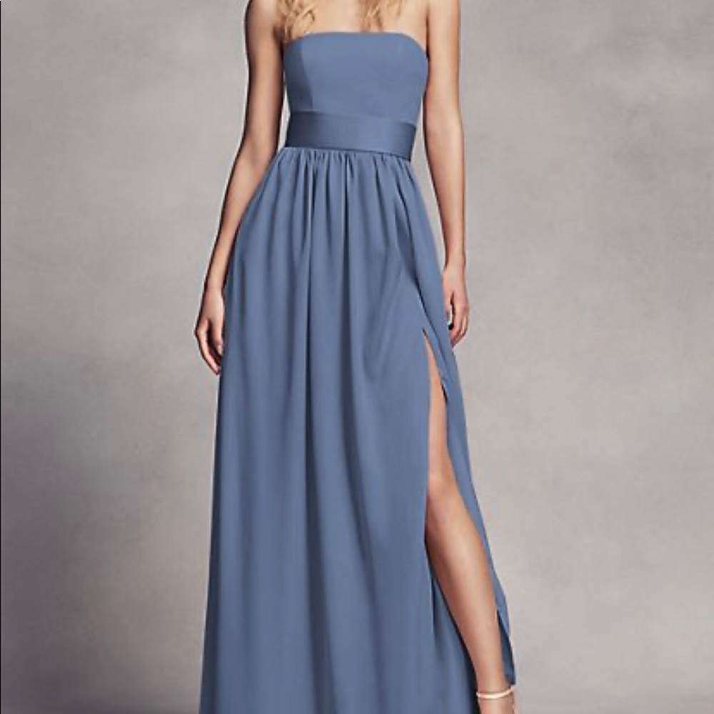 David’s Bridal Steel Blue Bridesmaid Dress